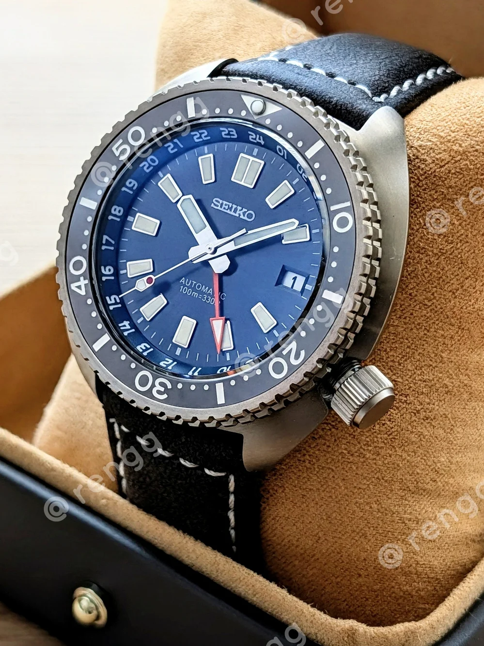 45mm Titanium Seiko GMT Turtle Diver Mod Automatic Watch Dark Gray Sapphire